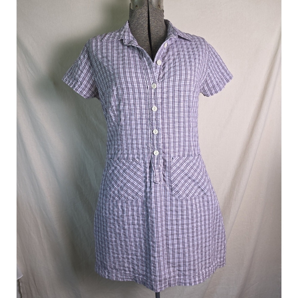 Vintage 90s Y2K American Eagle Red White Blue Plaid Mini Dress Summer Gingham 6